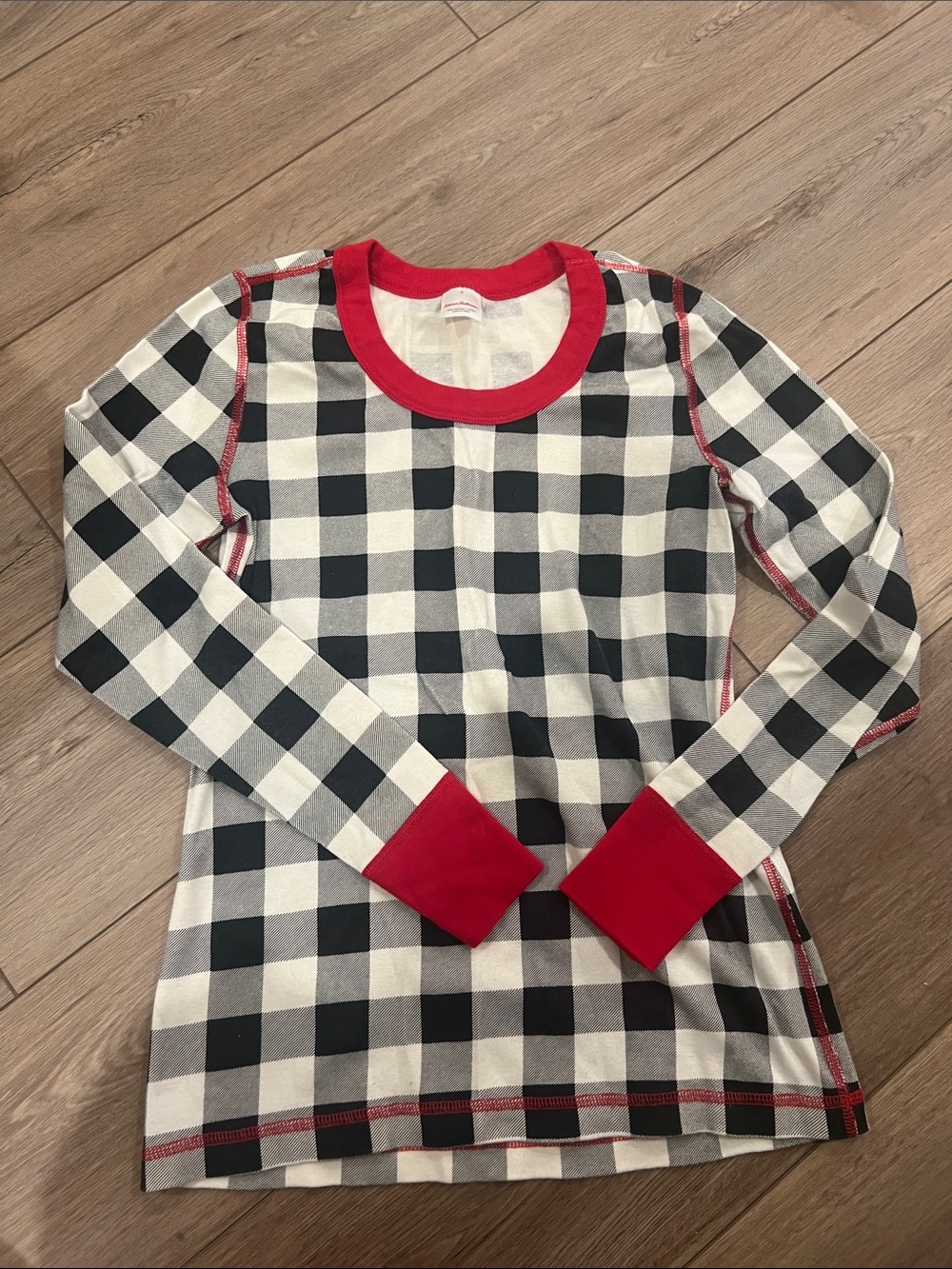 Hanna Andersson Black & White Check PJ Set with Red Trim